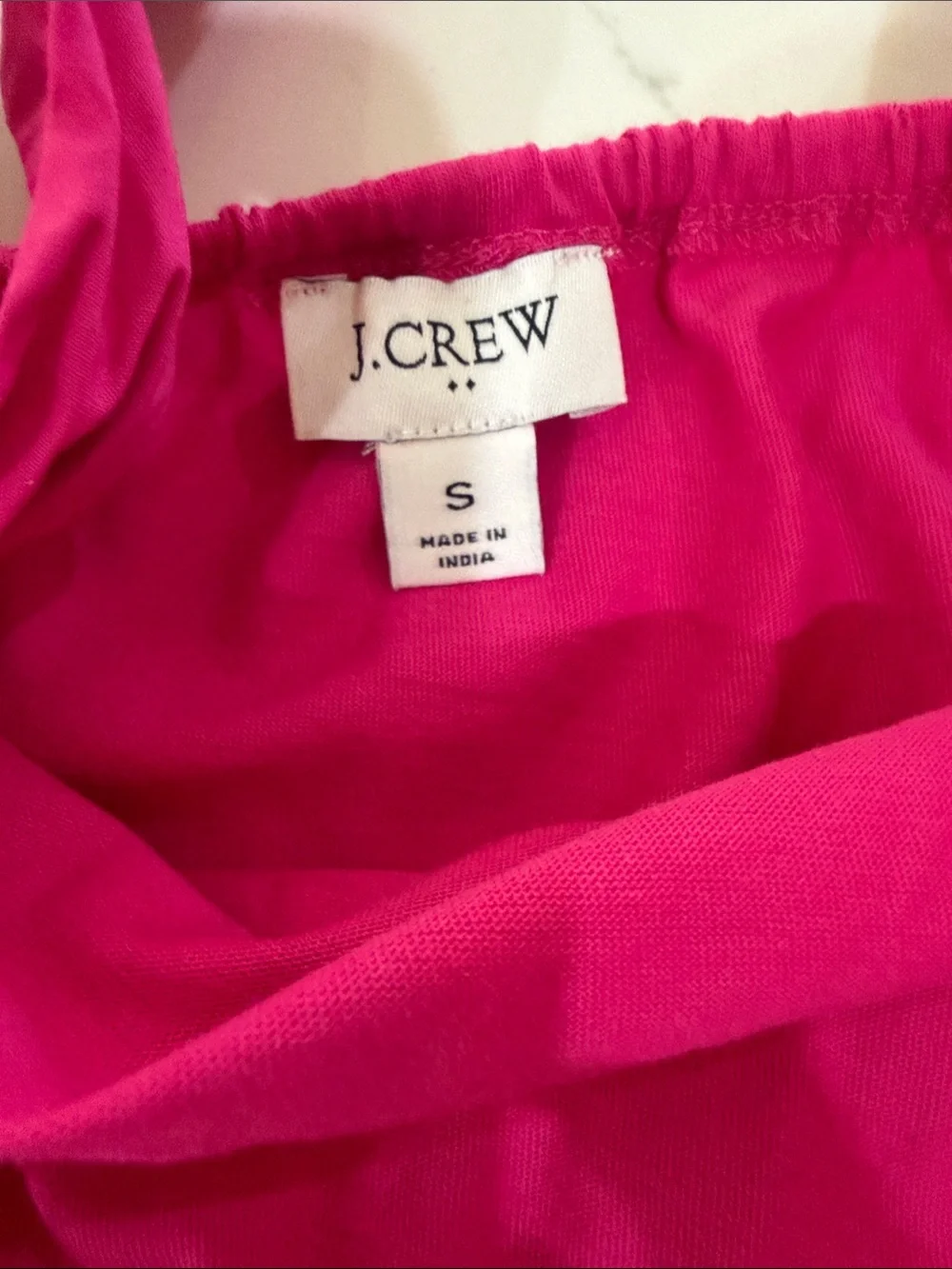 J. Crew Fuchsia Gathered-Neck Short Sleeve Summer Top Size SM 100%Cotton